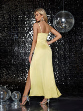 D&M Elegant V-Neck Slit Camisole Maxi Dress, Suitable For Casual Or Formal Occasions, Weddings And Galas